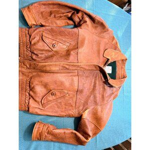 Mid Western Genuine Deerskin Leather Bomber Jacket Size 42 Usa Made